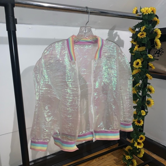 Iridescent rainbow bomber jacket - Picture 2 of 2